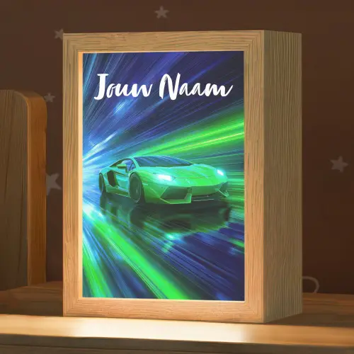 Sportauto - Groen - Snelheidslijnen - Neon Light Box met kabel (Kinderlampje) klein -zzz_3d_website