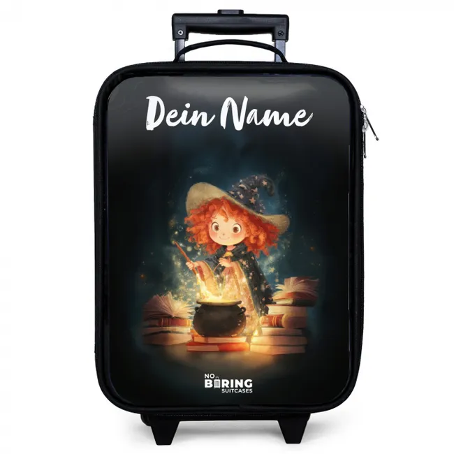 Kinderkoffer mit Name - Hexe mit funkelndem Trank
