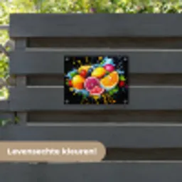 Fruit - Graffiti - Kleurrijk - Sinaasappel - Aardbei - Abstract tuinposter los doek klein -sfeer3