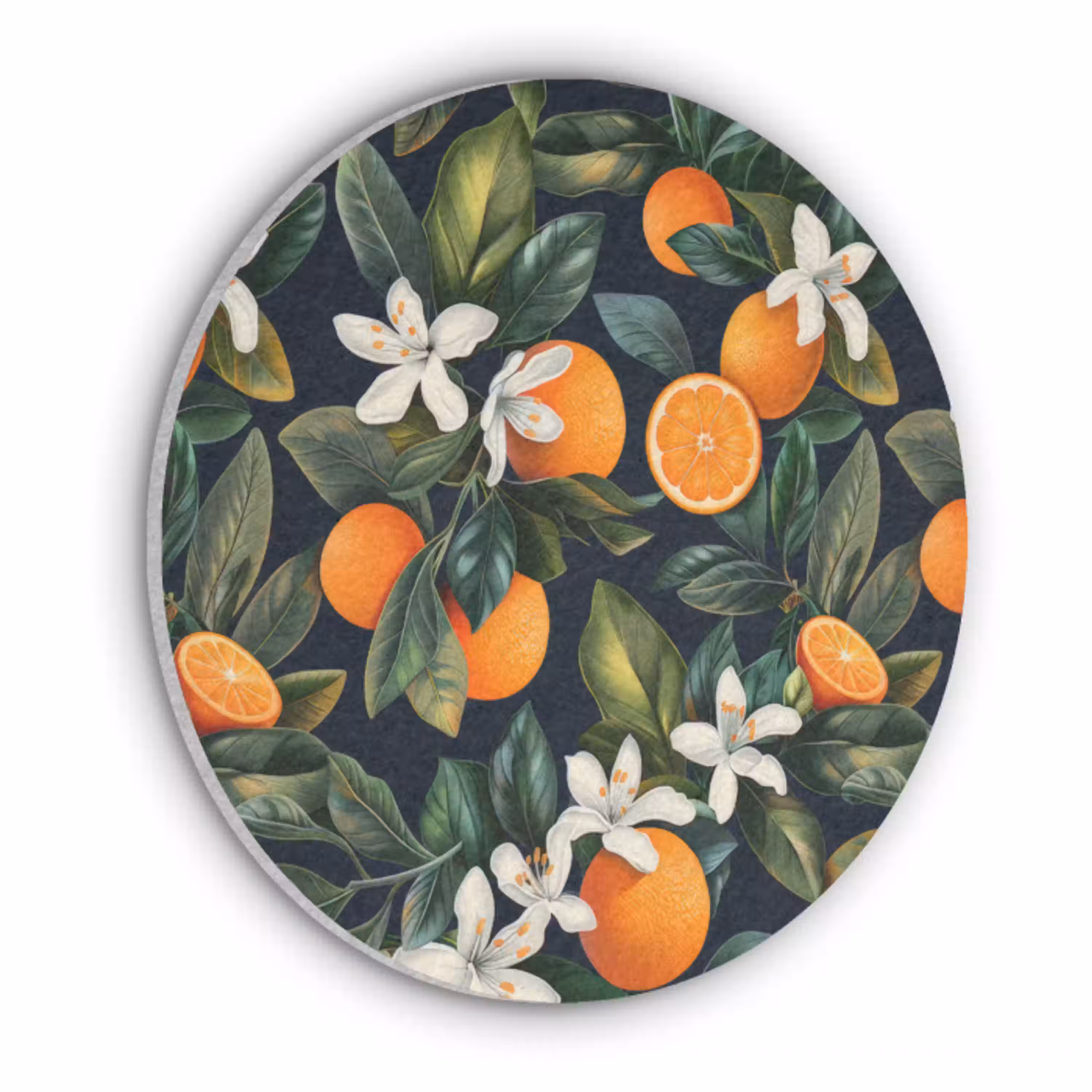 Sinaasappels - Bloesems - Bladeren - Tropisch Akoestische PET Vilt - Rond groot -3d