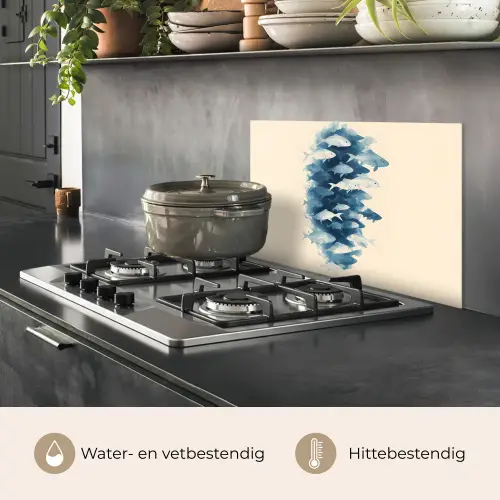 Vissen - Minimalistisch - Blauw keuken achterwand spatscherm klein -usp_NL