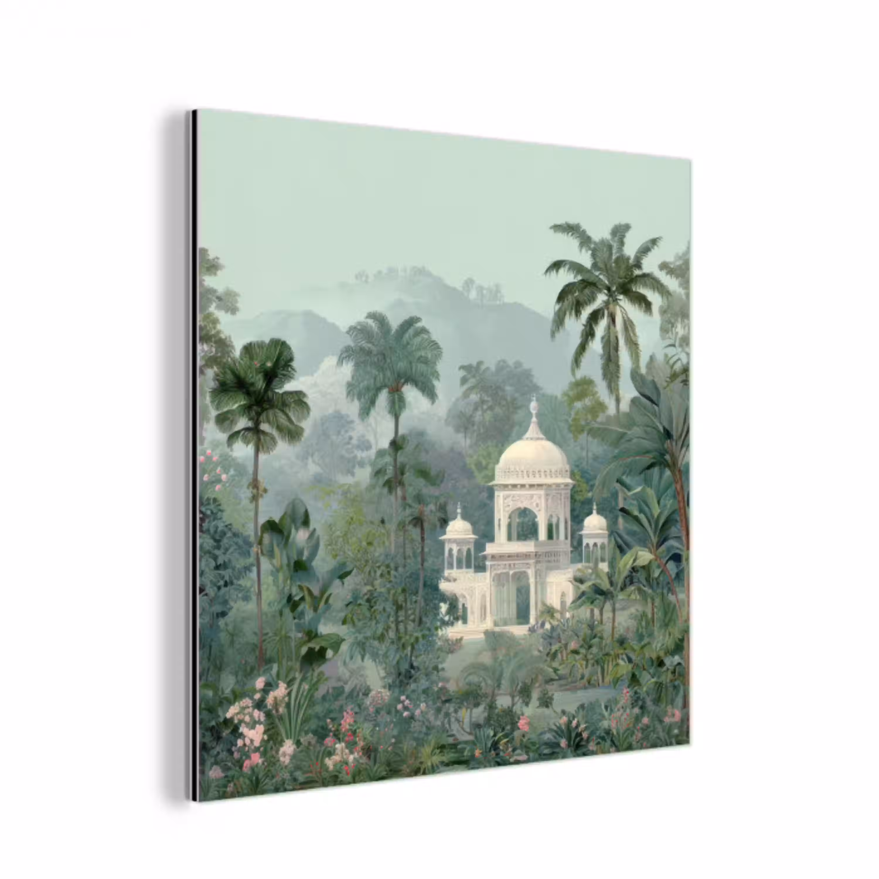 Tropische tuin - Koepelgebouw - Bloemen aluminium wit klein -3d