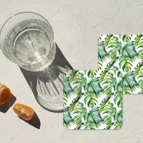 Bladeren - Monstera - Tropical - Jungle onderzetter kurk middel -sfeer4