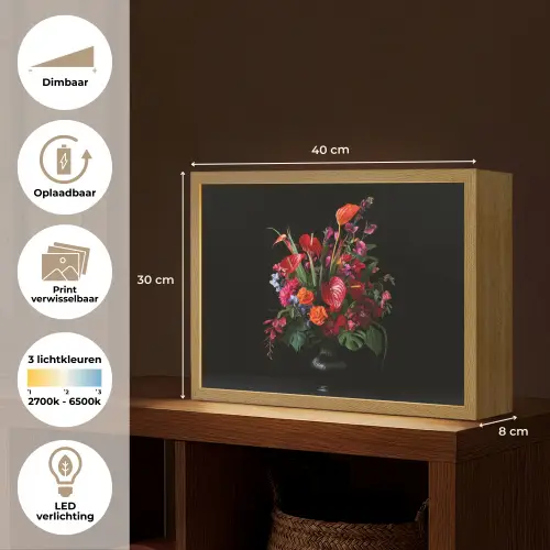 Bloemen - Boeket - Sierlijk Light Box met batterij (Wandlamp) middel -USP_websiteoverzichtNL