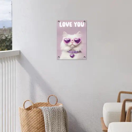 Kat - Love - Paars - Valentijn tuinposter los doek klein -sfeer8