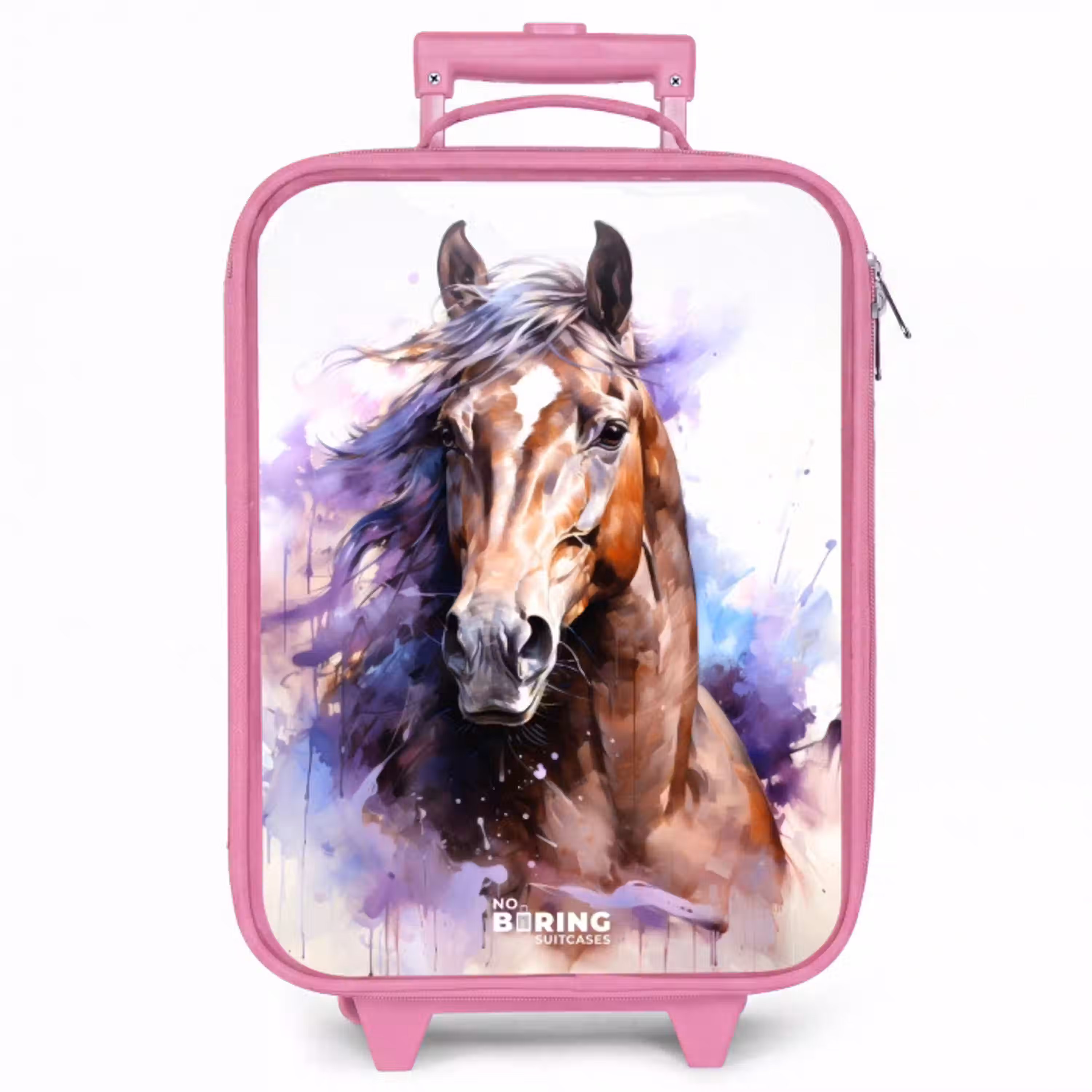 Aquarel paard met kleurrijke spatten Kinderkoffer - Roze klein -zzz_website3d