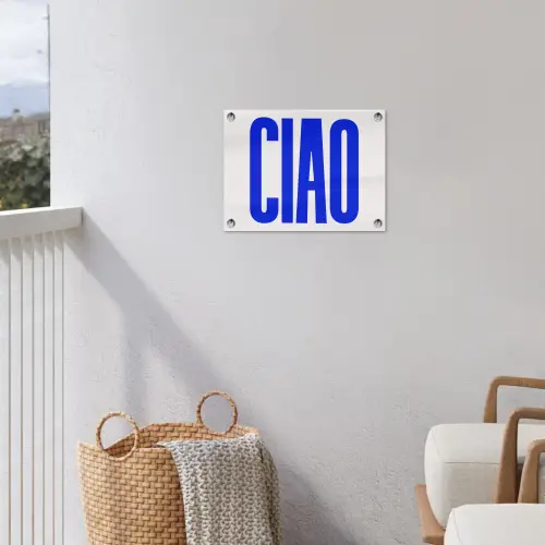 Ciao - Hoofdletters - Blauw - Minimalistisch tuinposter los doek klein -sfeer8