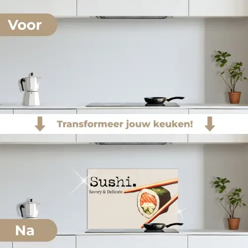 Sushi - Zalm - Rijst - Japans keuken achterwand spatscherm klein -voor_na_NL