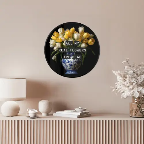 Quotes - Bloem - Tulp - Geel Fotolijst rond zonder passe partout klein -sfeer3