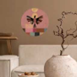 Illustratie - Vogel - Vlakken - Kleurrijk Wandcirkel behangsticker klein -sfeer1