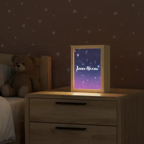 Sterren - Galaxy - Blauw - Roze Light Box met kabel (Kinderlampje) klein -sfeer1_kind