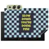 Patroon - Geblok - Blauw - Slow down you're doing fine Inductie beschemer met haakjes klein -3d