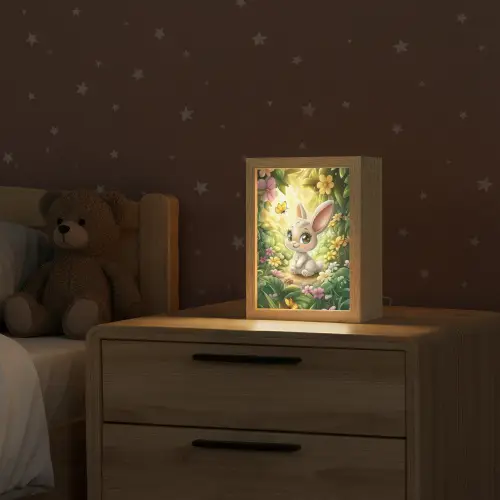 Konijn - Bos - Vlinders - Cartoon Light Box met kabel klein -sfeer1_kind