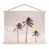 Palmbomen - Zonsondergang - Roze textielposter latten blank klein -3d