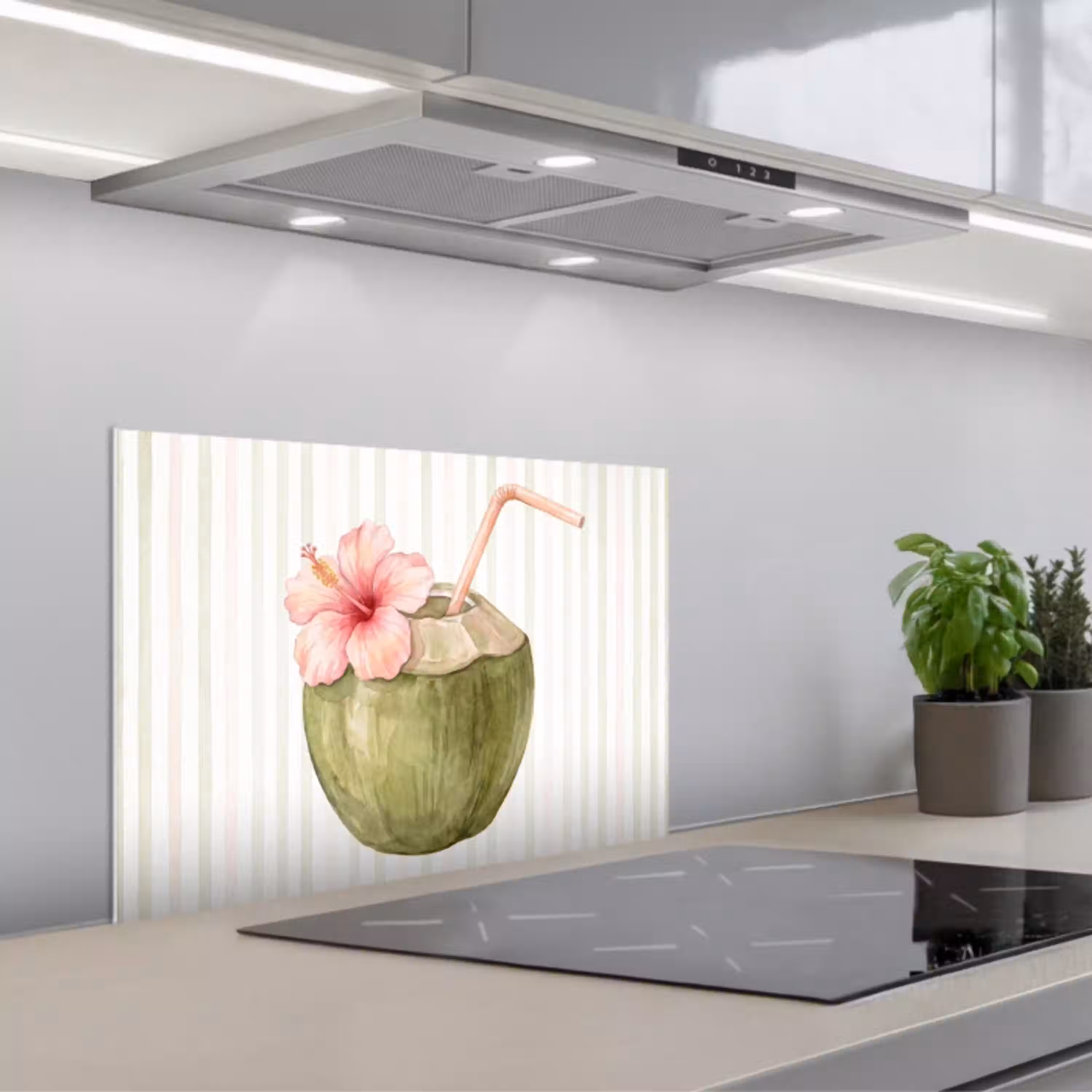 Kokosnoot - Drank - Tropisch - Illustratie - Zomer keuken achterwand spatscherm klein -3d_schuin