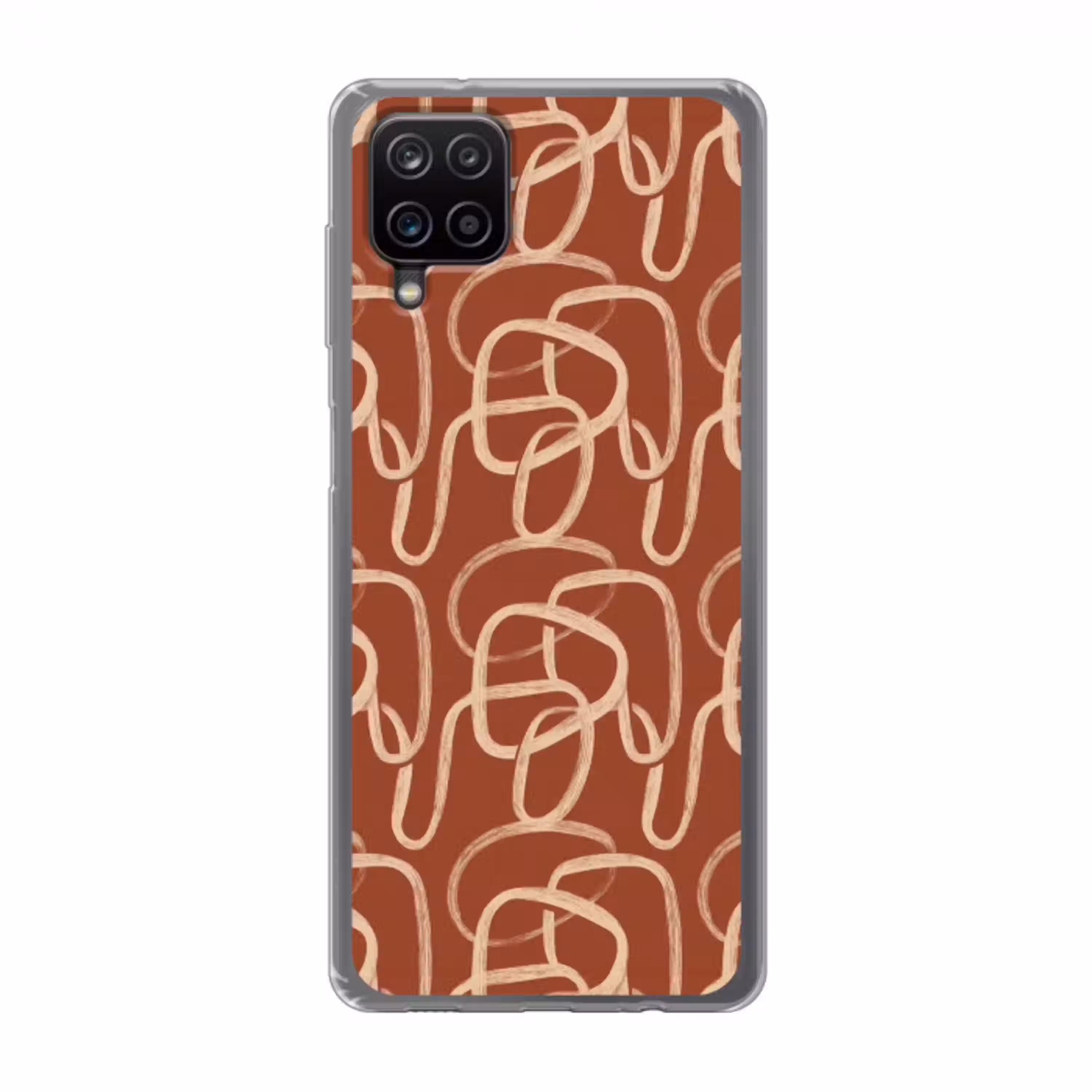 Lijnen - Abstract - Organisch - Terracotta - Crème Telefoonhoesje Samsung Galaxy A12 klein 372 -3d
