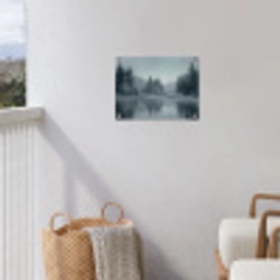 Bos - Meer - Mist - Natuur - Grijs tuinposter los doek klein -sfeer8