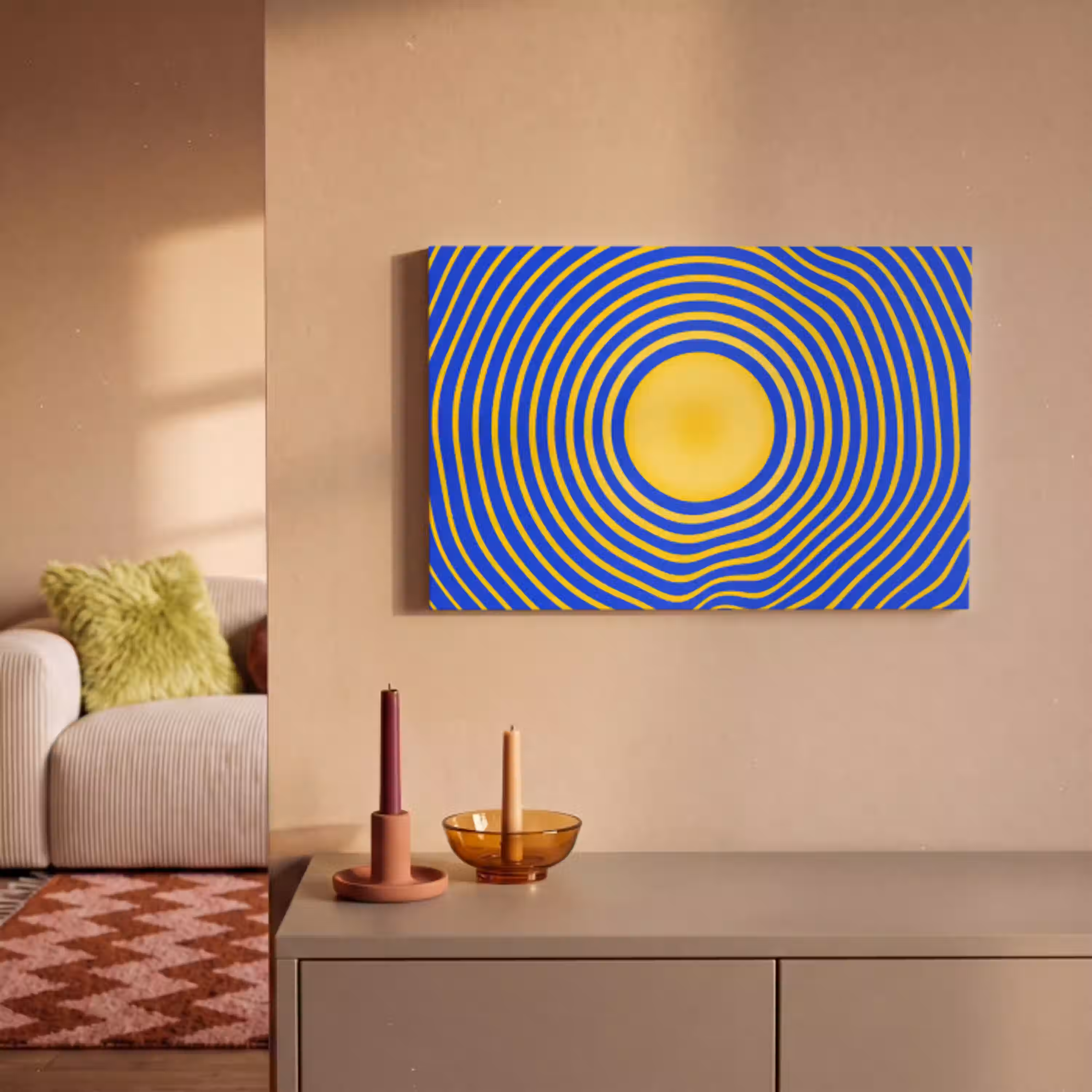 Abstract patroon - Blauw canvas 2cm klein -sfeer1
