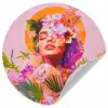 Vrouw - Abstract - Cirkel - Bloemen Wandcirkel behangsticker klein -3d