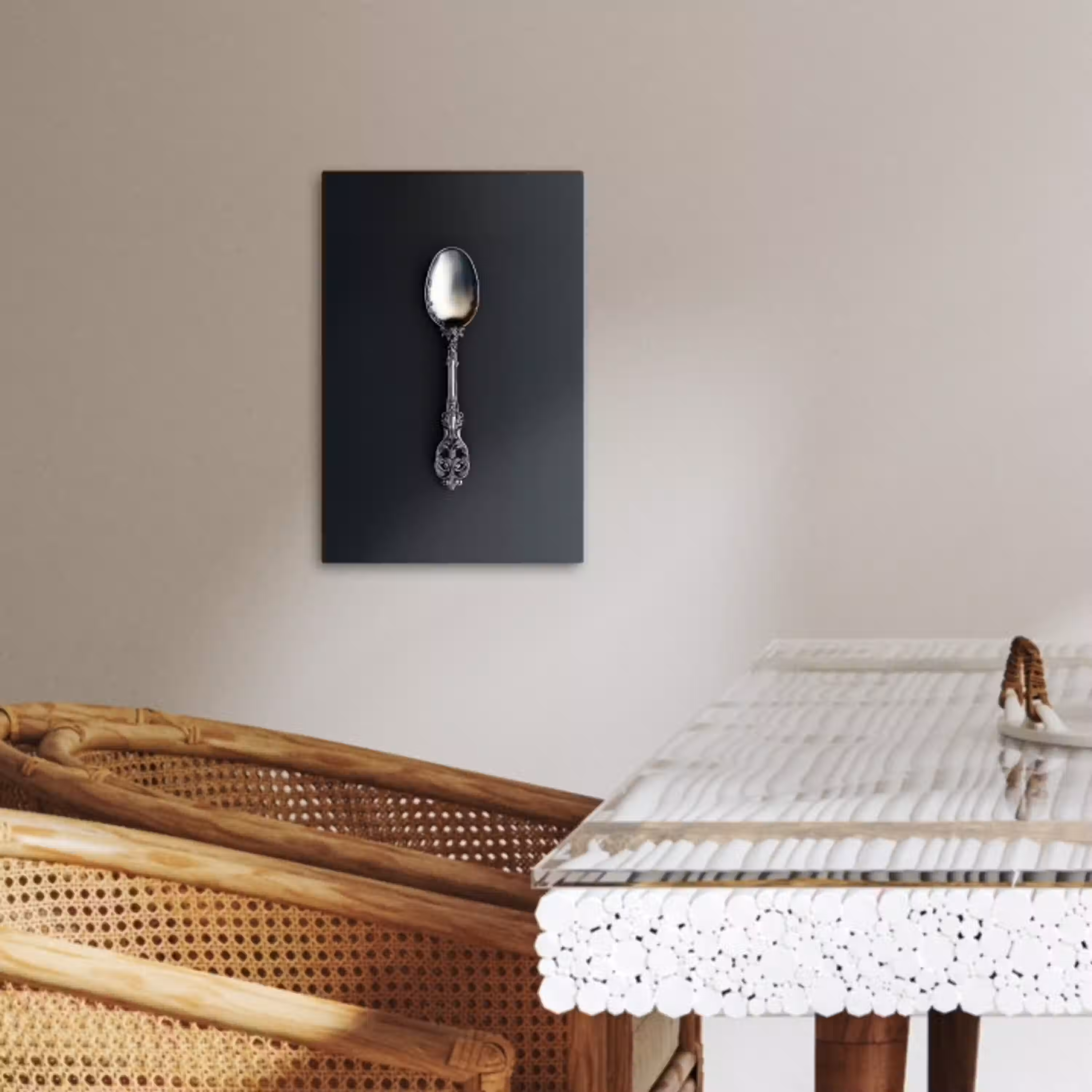 Lepel - Zilver - Metaal KitchenYeah - Keuken - Canvas klein -sfeer3