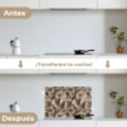 Waaiervorm - Beige - Vezel textuur keuken achterwand spatscherm klein 900 -voor_na_ES