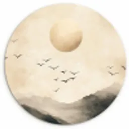 Landschap - Japandi - vogel Wandcirkel kunststof plaat 5mm dik klein -3d