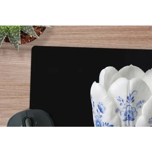 Tulp - Patroon - Blauw muismat rubber klein -closeup