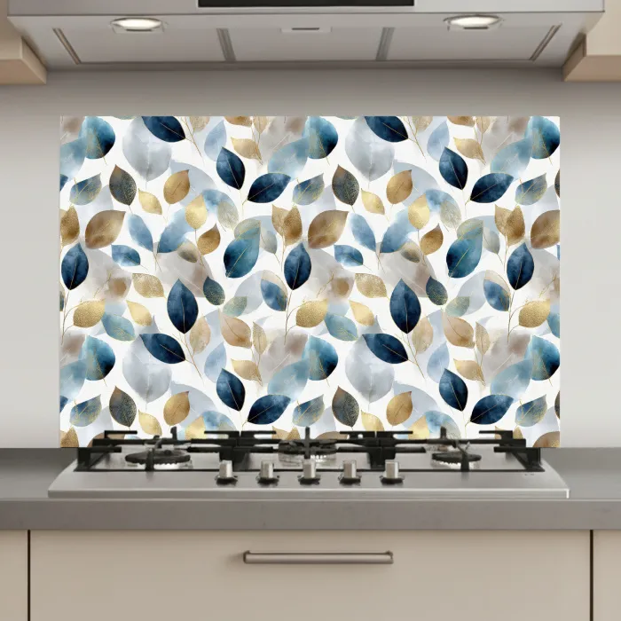 Blad - Mix - Aquarel - Goude keuken achterwand spatscherm klein 900 -3d_website