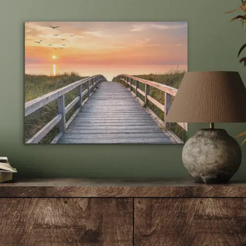 Zonsonderang - Zee - Pad - Gras - Duin - Vogels PET vilt klein -sfeer2
