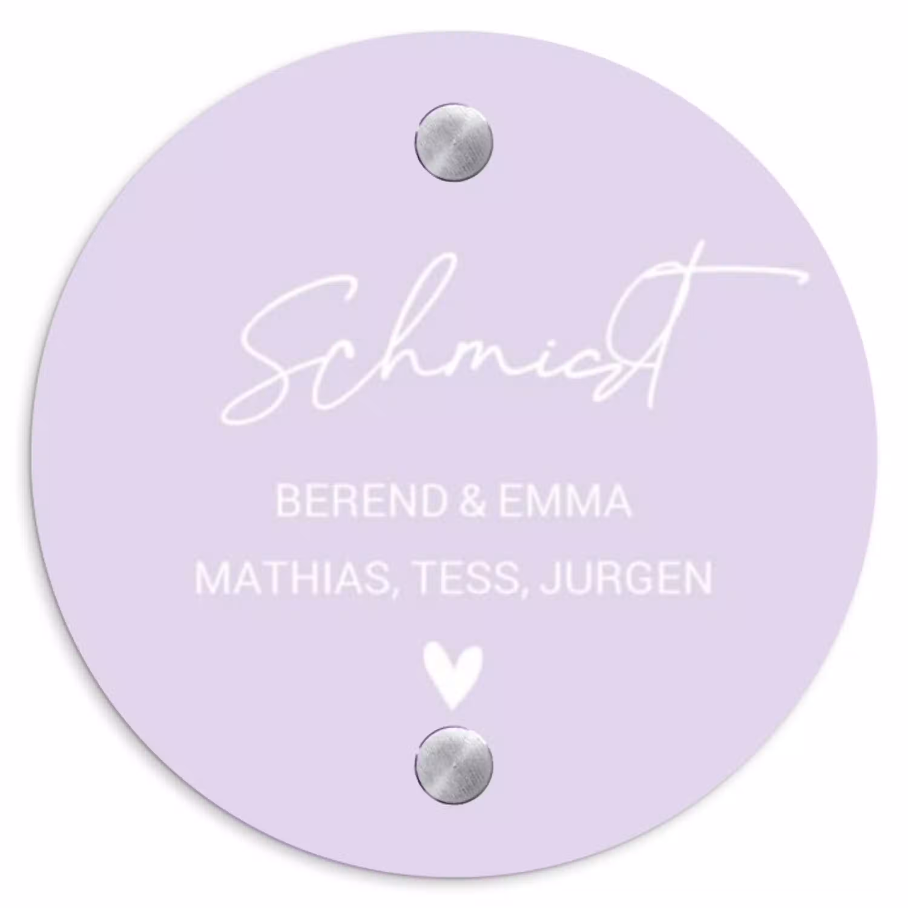 Lila - Sierlijk Naambord Rond klein -3d