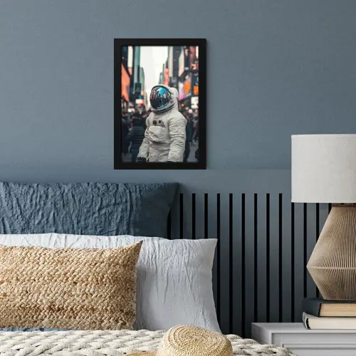 Stad - Mensen - Astronaut - Wit fotolijst zwart zonder passe partout klein -sfeer3