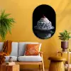 Taart - Slagroom - Kers - Bord - Delfts blauw Wandcirkel Ovaal Glas middel -sfeer4
