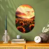 Zonnebloemen - Zonsondergang - Landschap Wandcirkel Ovaal Forex klein -sfeer2