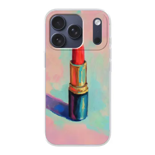 Lippenstift - Rood - Penseelstreken Telefoonhoesje iPhone 17 Pro klein -3d