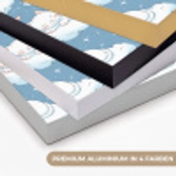 Kitten - Wolken - Blauw Textielframe zwart klein 947 -USP_kleurenDE