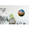 Klaprozen - Toscane - Zon - Rood - Blauw Wandcirkel aluminium klein -kinderkamer