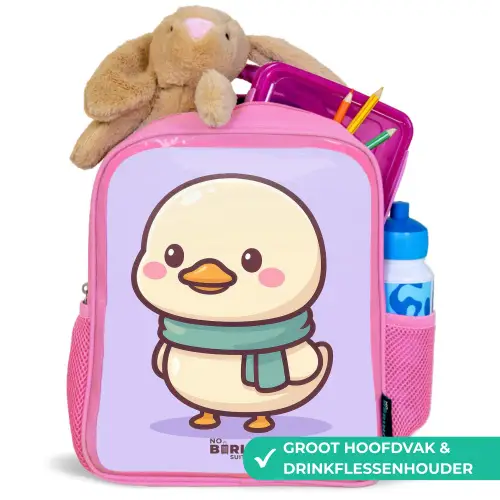 Kawai - Eend - Sjaal Kinderrugzak - Roze middel -inhoud_NL