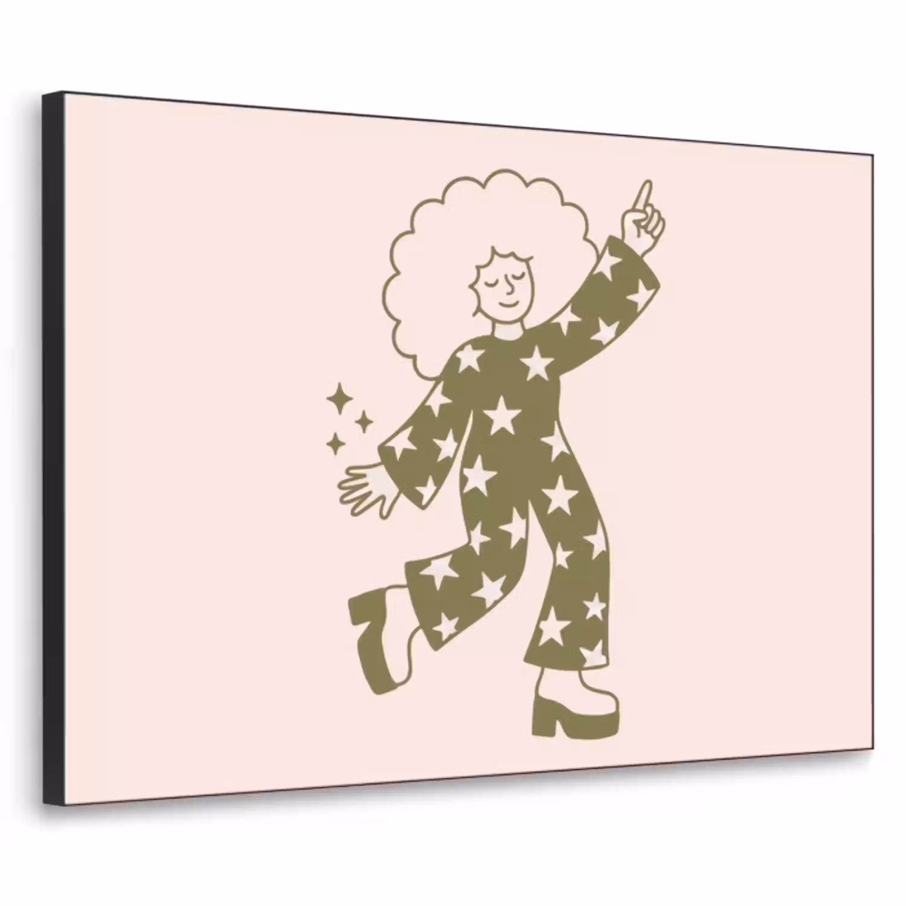 Mensen - Dansend - Feest - Vintage - Groen Textielframe zwart klein -3d