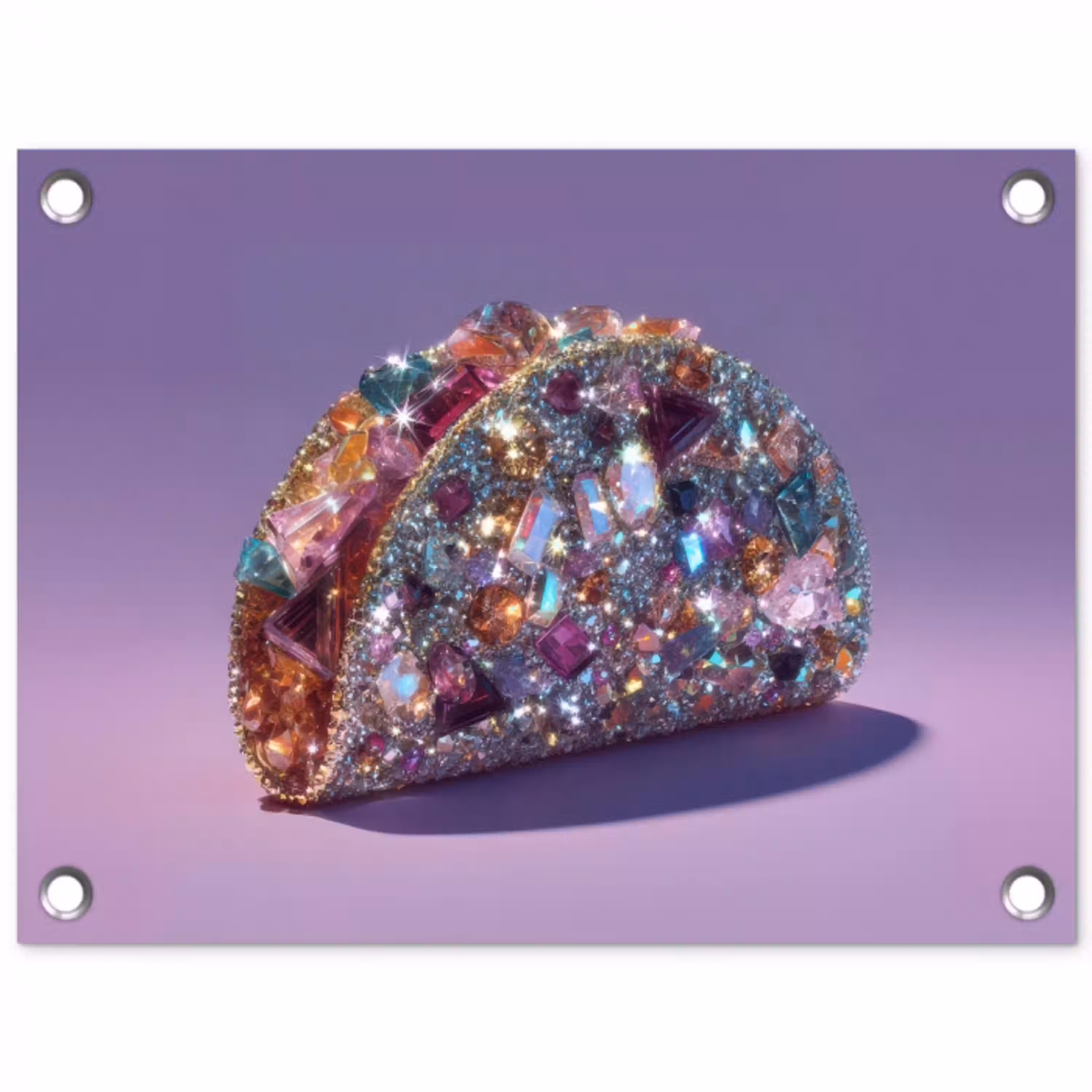 Edelstenen - Glitters - Paars - Kleurrijk tuinposter los doek klein -3d
