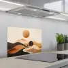 Zon - Heuvels - Boom - Abstract keuken achterwand spatscherm klein -3d_schuin