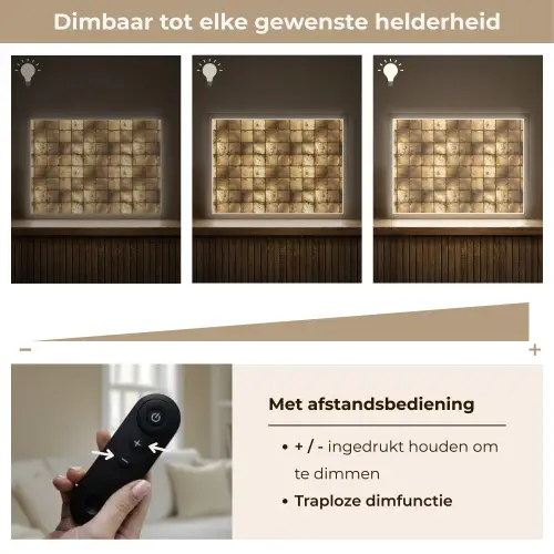 Geometrisch - Tegels - Goud Light Box met batterij (Wandlamp) middel 907 -USP_dimbaarNL