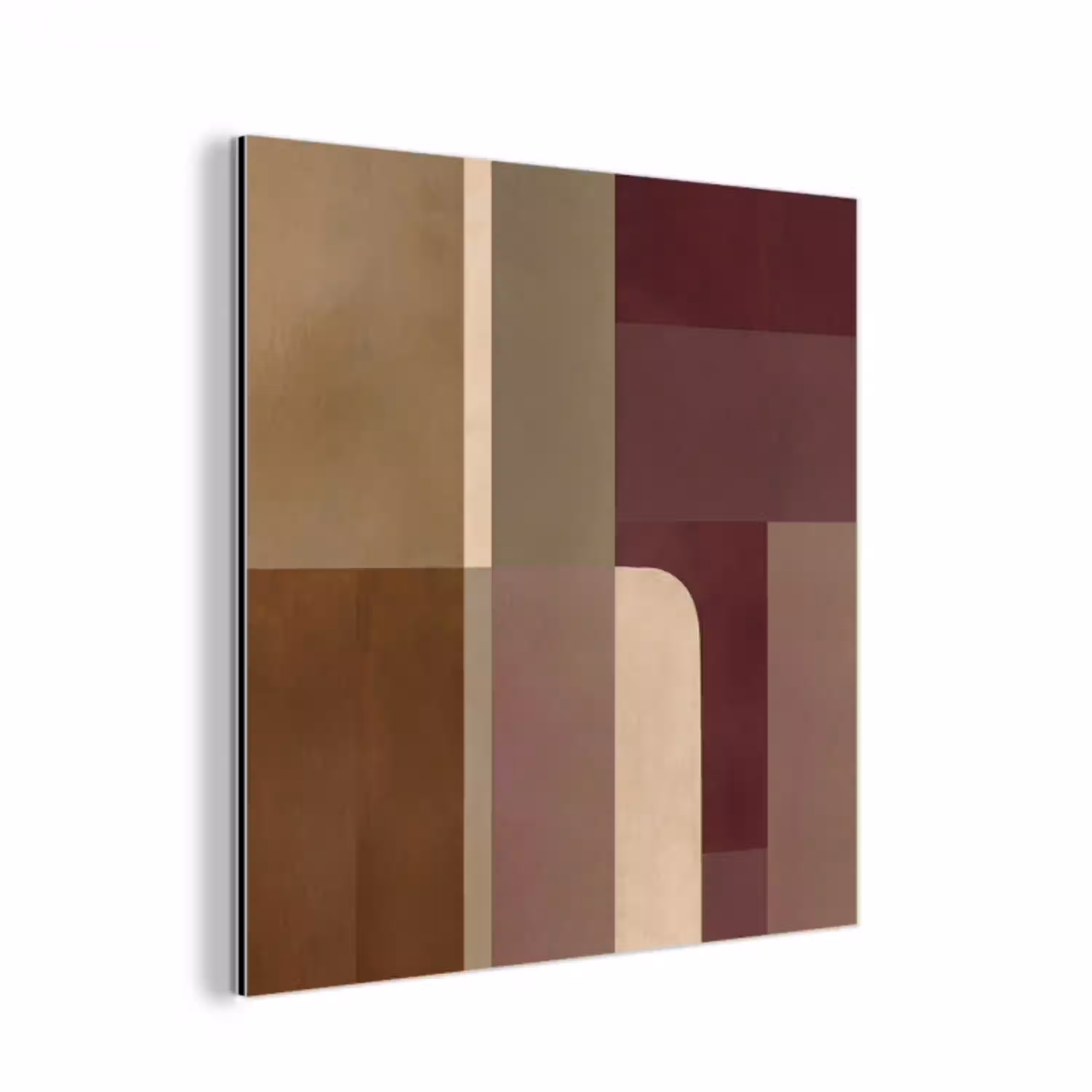 Vlakken - Abstract - Bordeaux - Lijnen aluminium wit klein -3d
