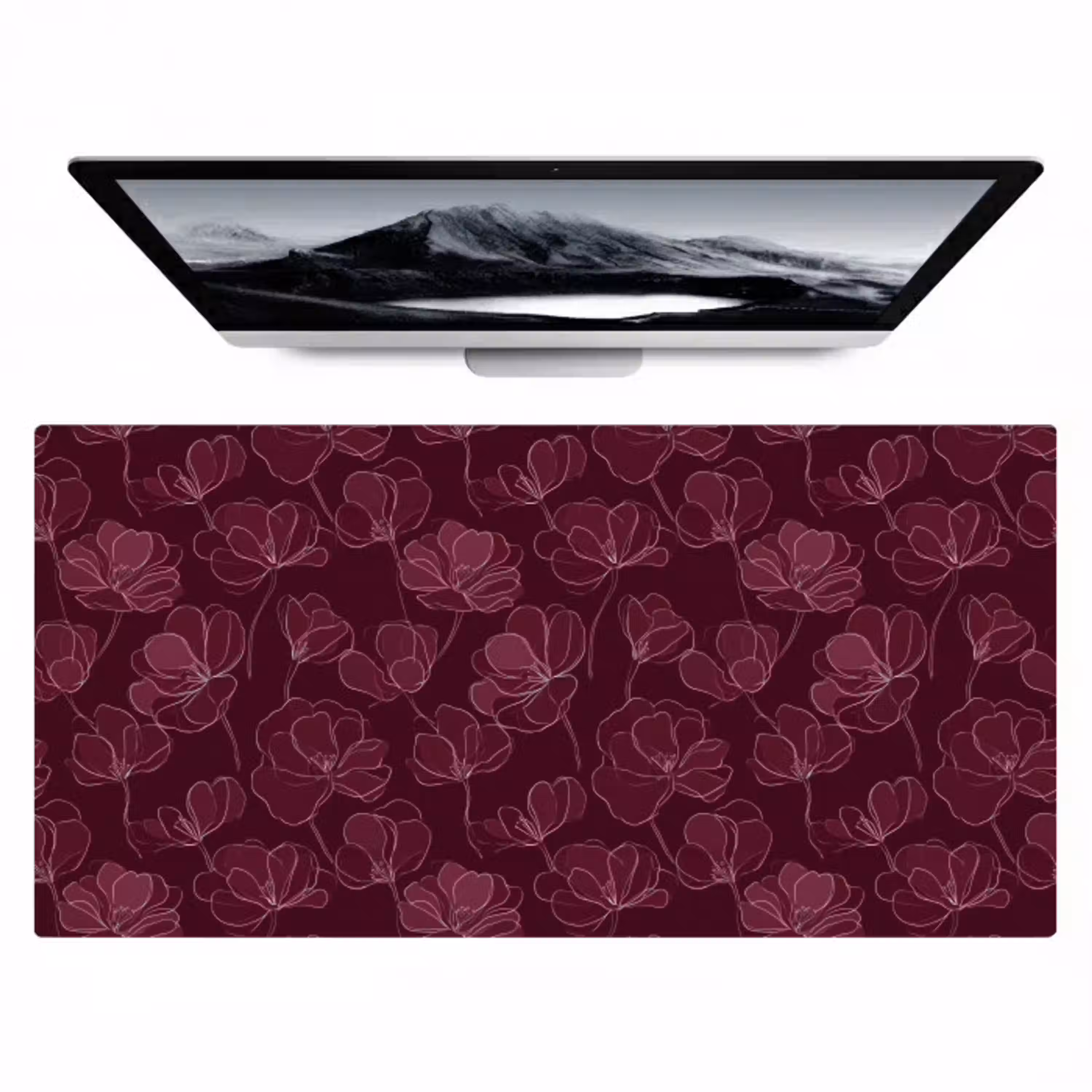 Bloemen - Patroon - Bordeauxrood Muismat XXL klein 681 -zzz3d