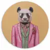Panda - Pak - Zonnebril - Blauw Wandcirkel plexiglas klein -3d