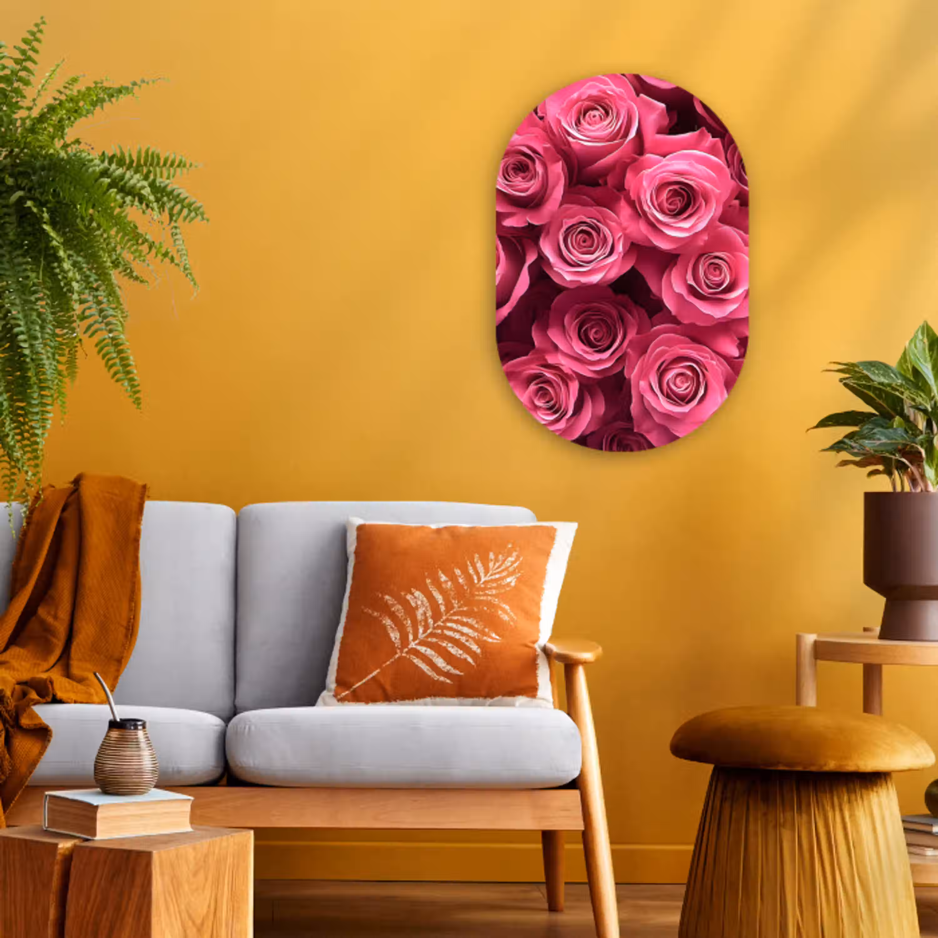 Rozen - Pink - Bloem Wandcirkel Ovaal Forex klein -sfeer4