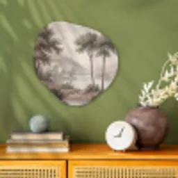 Bomen - Meer - Bergen - Illustratie Wandcirkel Organisch Forex 3mm klein -sfeer2
