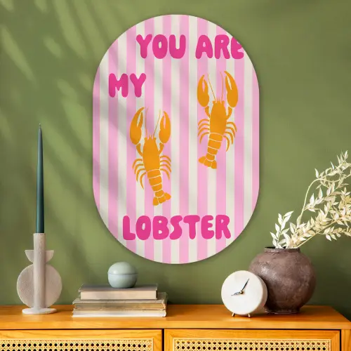 Lobster - Love - Valentijn Wandcirkel Ovaal Glas middel -sfeer2