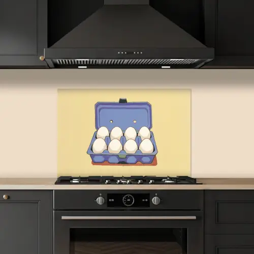 Eieren - Doos - Minimalistisch - Blauw keuken achterwand spatscherm klein -sfeer1