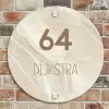 Vierkant - Beige - Marmer - Modern Naambord Rond klein -sfeer2
