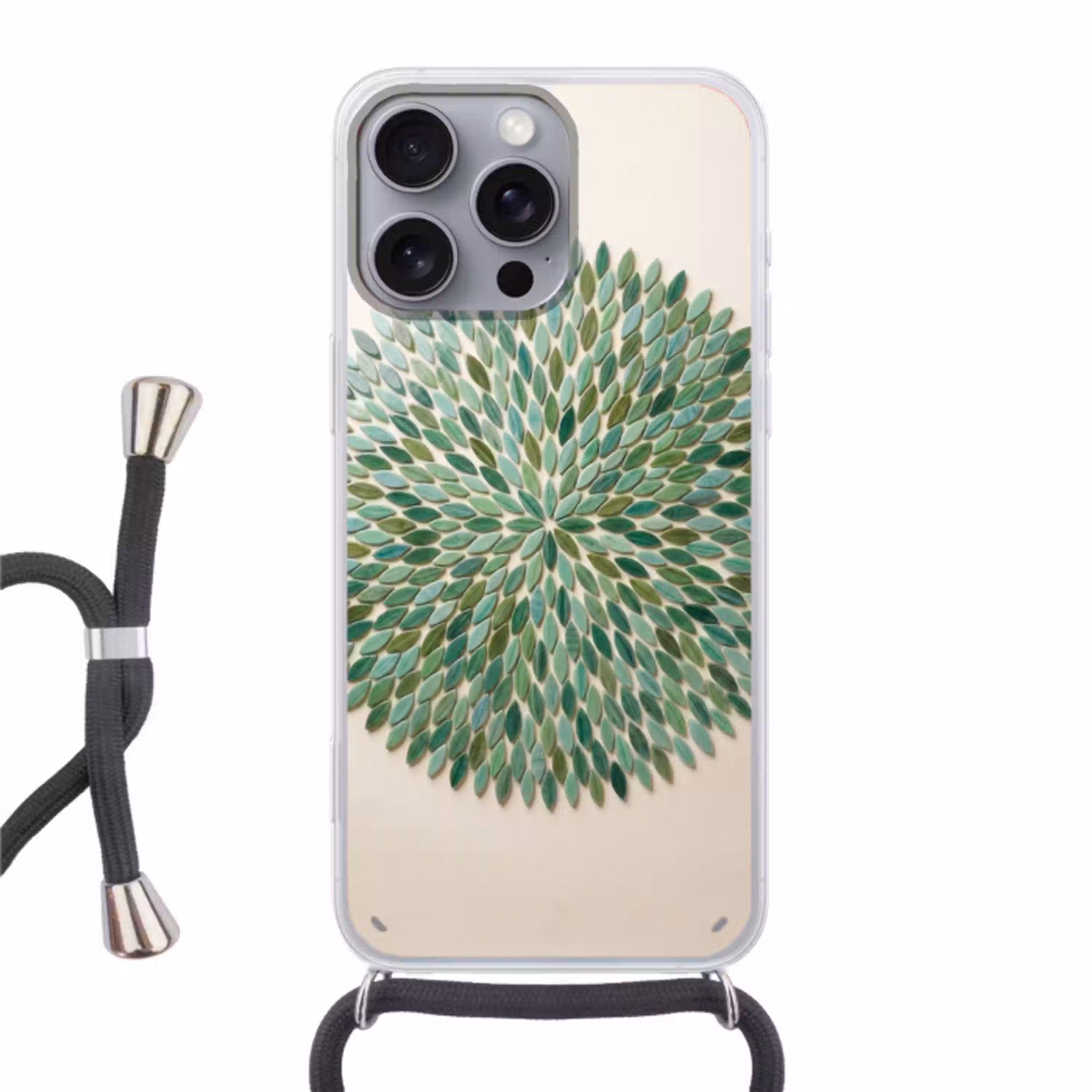 Patroon - Blad - Groen - Abstract Hoesje iPhone 16 Pro Max met koord klein -3d